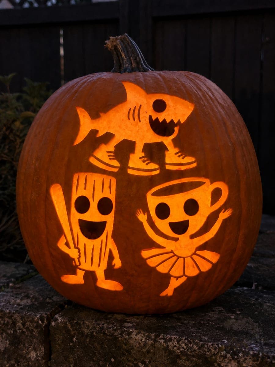 Italian Brainrot Trio Jack-O-Lantern pumpkin carving