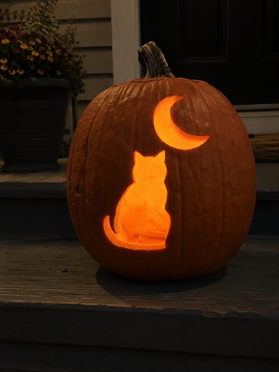 Moonlit Mouser pumpkin stencil