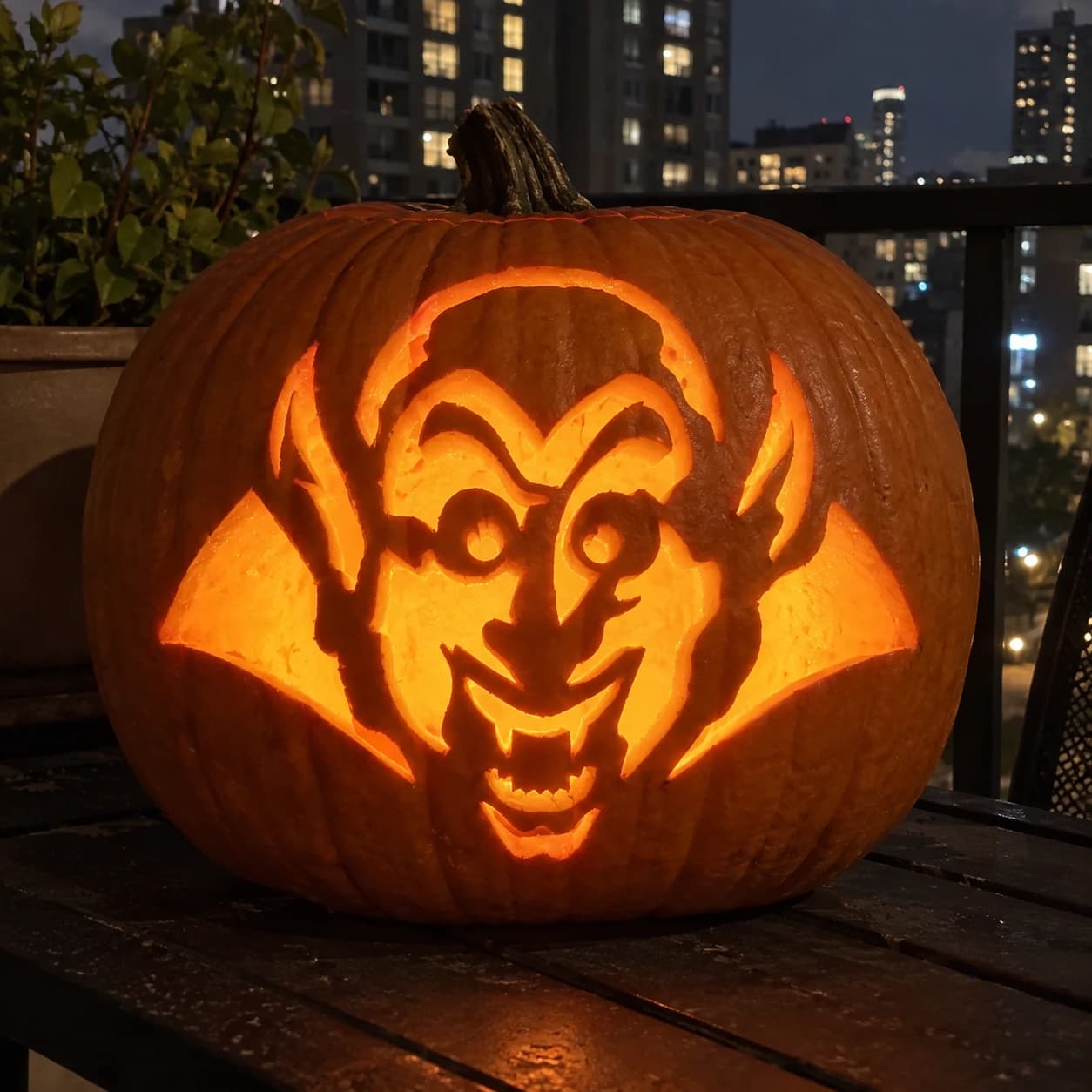 Vampire Face pumpkin stencil