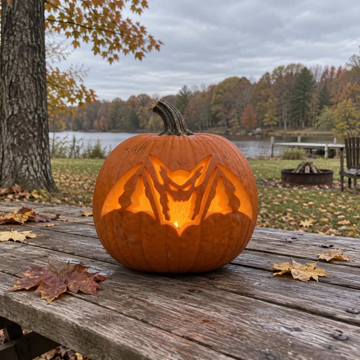 Bat pumpkin stencil